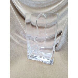 vintage heavy glass two face silhouette clear rectangle vase